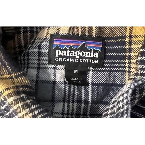 Patagonia Shirt Medium Yellow Flannel Check Organic Cotton Lightweight Fjord - Picture 4 of 5